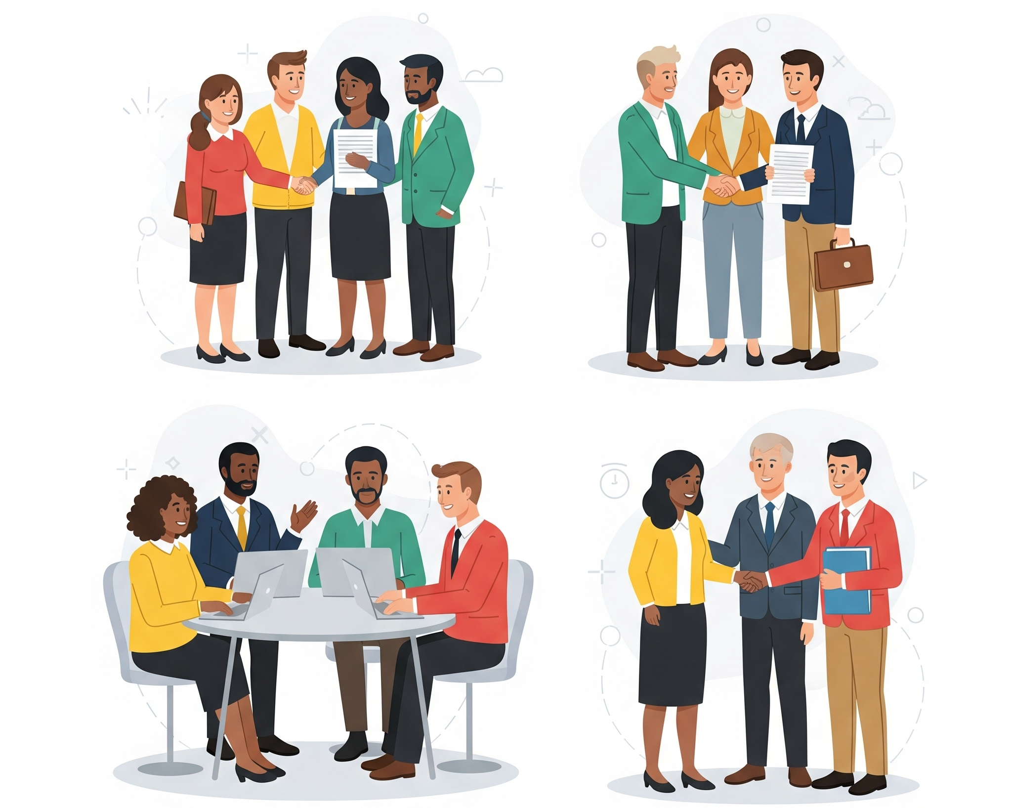 Client-focused conversation between team and customers, symbolizing personalized service delivery